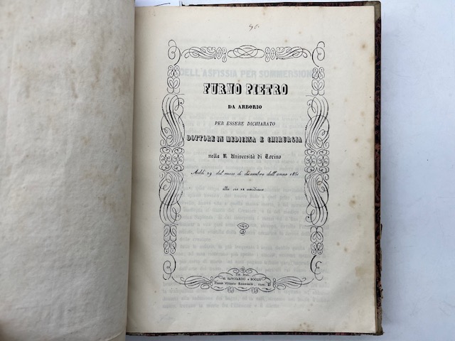Furno Pietro da Arborio per essere dichiarato Dottore in Medicina e Chirurgia... Dell'asfissia per sommersione